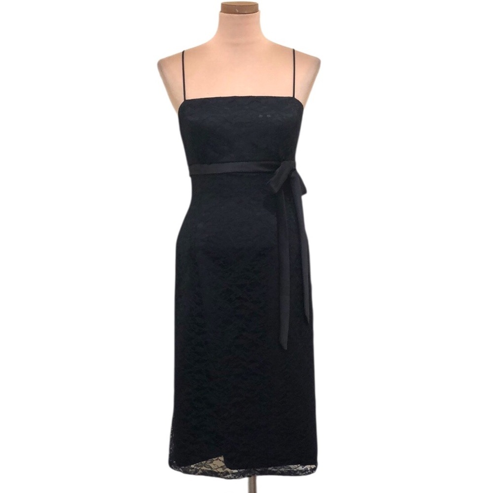 Vera Wang Midi Sheath Dress Size 4 Black Lace